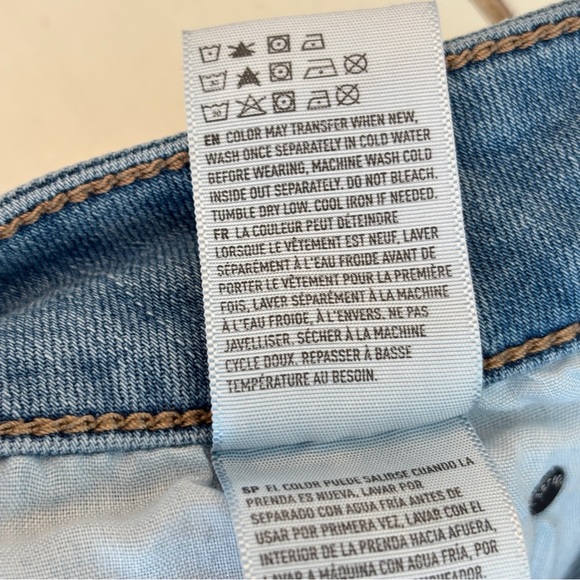 American Eagle High Rise Straight Jeans Women’s 14 X-Long Light Wash Distressed - Picture 5 of 11